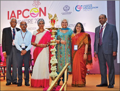 Inauguration ceremony dignitaries and presenters: Dr. Balaji, Dr. MR Rajagopal, Mrs. Vanitha Mohan, Ms. Neerja Malik, Dr. Mary Ann Muckaden, Dr. Ragupathy Veluswamy